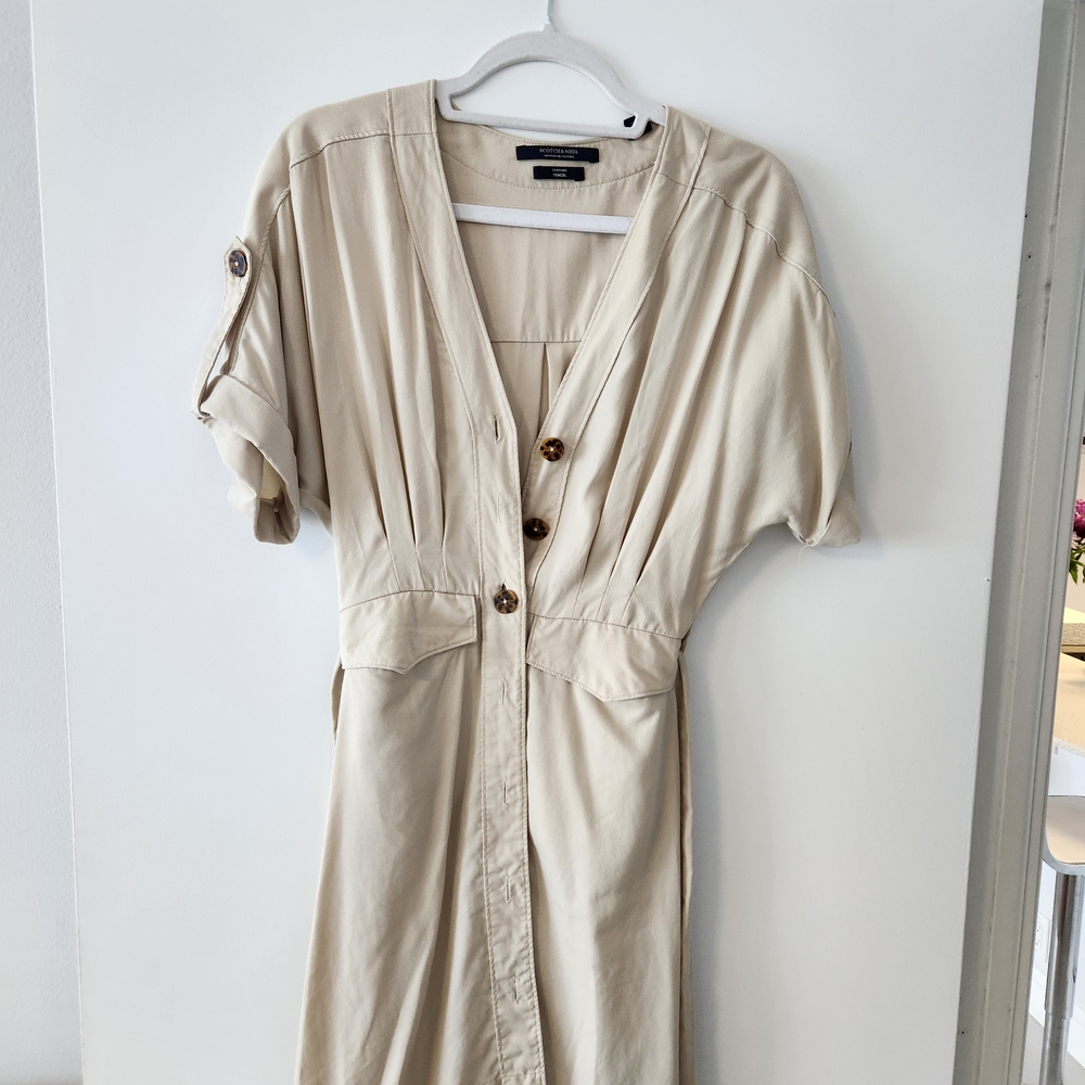 Scotch & Soda Button Up Cream Midi Dress